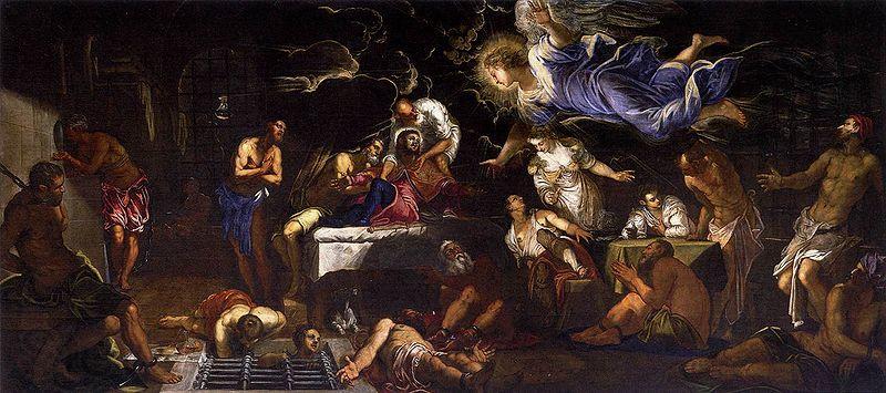 Jacopo Tintoretto St Roch in Prison Visited by an Angel Norge oil painting art